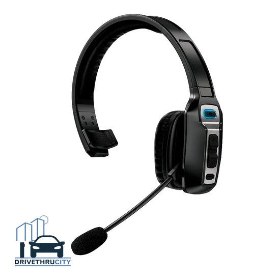 Wireless drive-thru headset with microphone for QSR, food truck, or restaurant intercom system