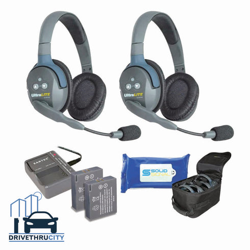 EARTEC UL2D Ultralite Full Duplex Wireless Headset 2 Dual Ear Headsets (Refurbished)