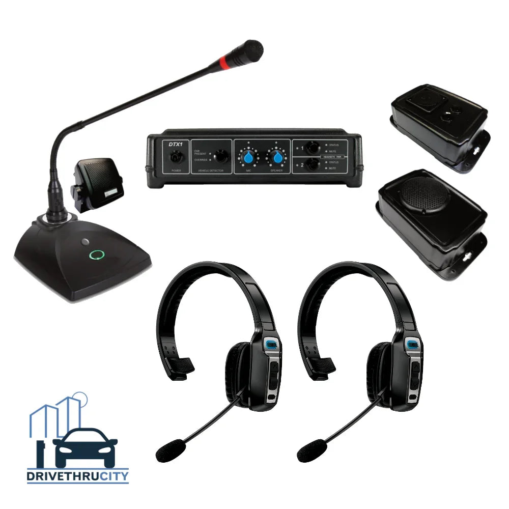 DTX1 Drive Thru Wireless Headset Intercom System Kit QSR Coffee Stand ...