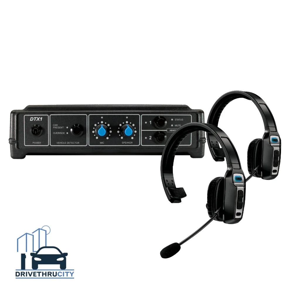 DTX1 Drive Thru Wireless Headset Intercom System Kit QSR Coffee Stand ...
